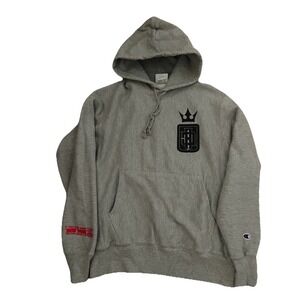 Vintage Champion Reverse Weave Hoodie All Over Print Sweatshirt Medium Kangaroo